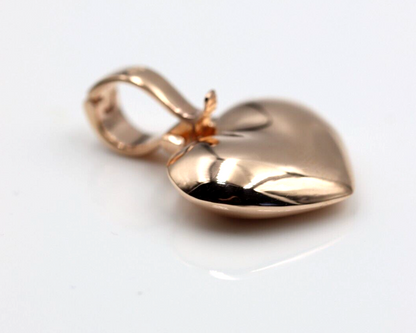 Genuine New 9ct 9k 375 Heavy Full Solid Yellow, Rose or White Gold Heart Pendant With Enhancer