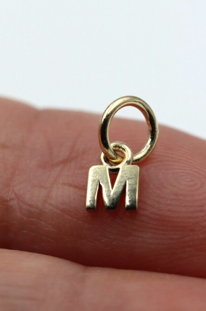 Genuine 9ct 9kt Genuine Tiny Very Small Yellow, Rose or White Gold Initial Pendant Charm M