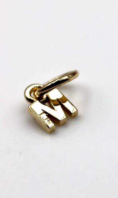 Genuine 9ct 9kt Genuine Tiny Very Small Yellow, Rose or White Gold Initial Pendant Charm M