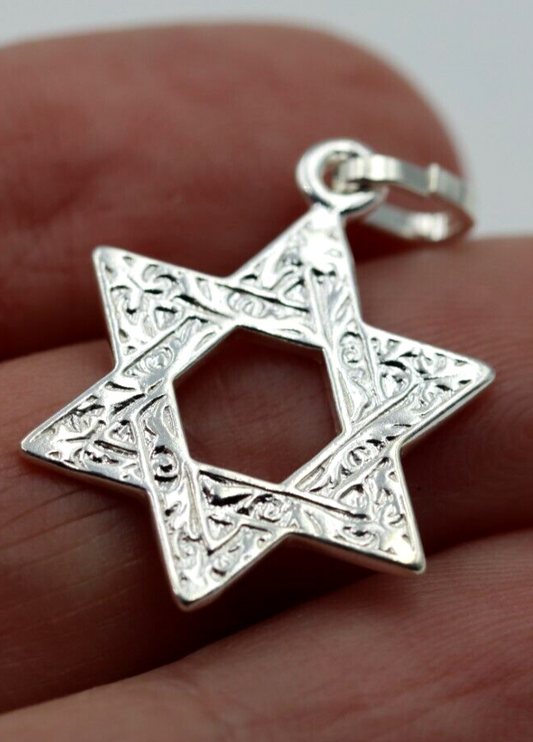 Genuine Sterling Silver 925 Moving Star of David Pendant Charm