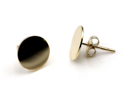 Genuine 9ct 9k 375 Yellow, Rose or White Gold 10mm Engravable Disc Earrings
