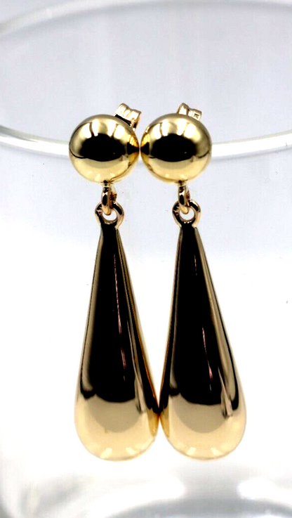 Kaedesigns Genuine 9ct 9K 375 Yellow, Rose or White Gold Large Teardrop Tear Drop Stud 8mm Half Ball Earrings
