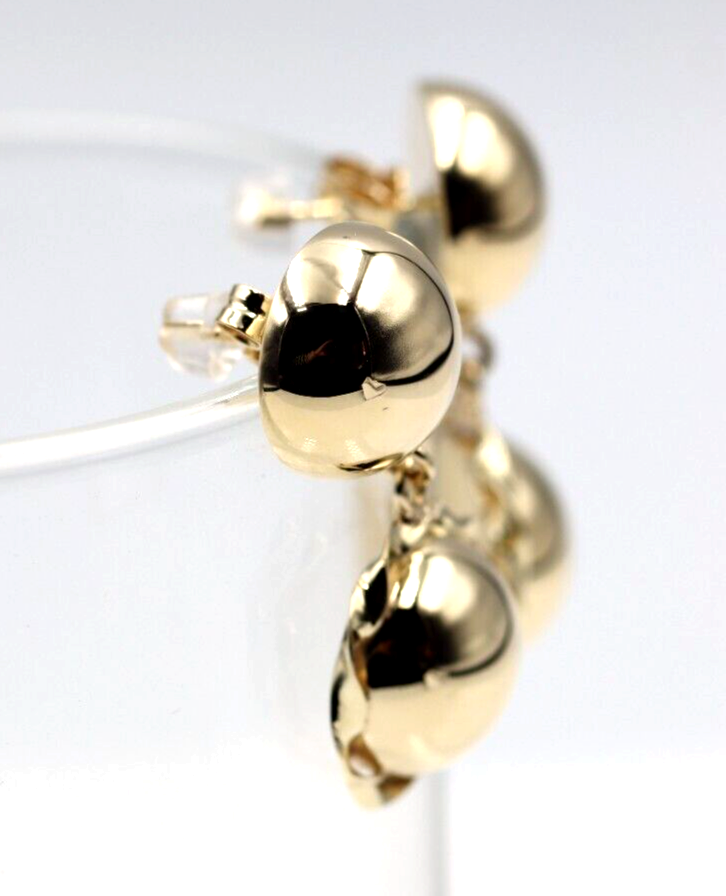 Genuine 9ct 9k 375 Yellow, Rose or White Gold Double Ball Fancy Drop Half Ball Stud Earrings
