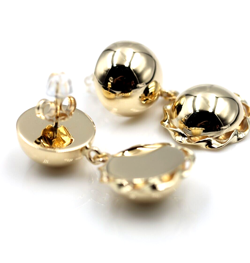 Genuine 9ct 9k 375 Yellow, Rose or White Gold Double Ball Fancy Drop Half Ball Stud Earrings