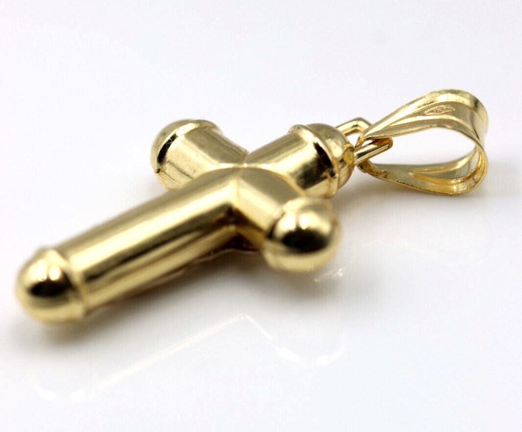 Genuine 18ct 18kt 750 Yellow/White Gold Hollow Crucifix Cross Pendant