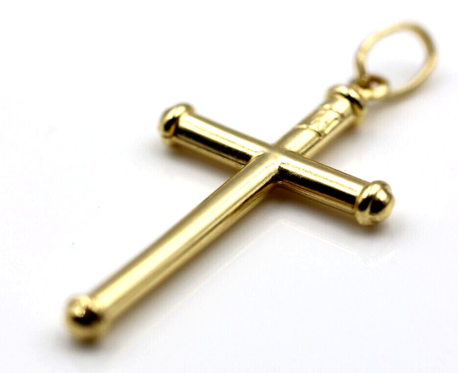 Genuine 18ct 18kt 750 Yellow Gold Hollow Cross Pendant