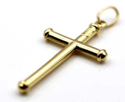 Genuine 18ct 18kt 750 Yellow Gold Hollow Cross Pendant