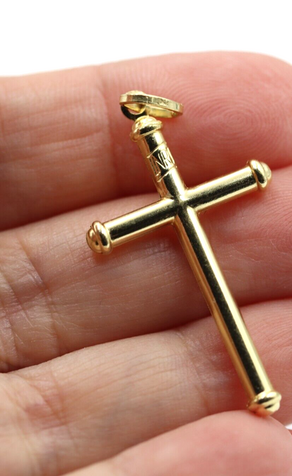 Genuine 18ct 18kt 750 Yellow Gold Hollow Cross Pendant