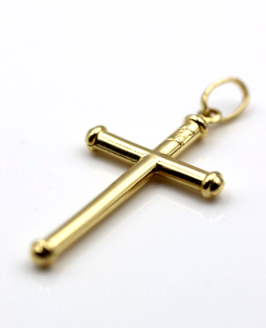 Genuine 18ct 18kt 750 Yellow Gold Hollow Cross Pendant