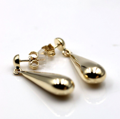 Genuine 9ct 9k 375 Yellow, Rose or White Gold Teardrop Tear Drop Double Ball Stud Earrings