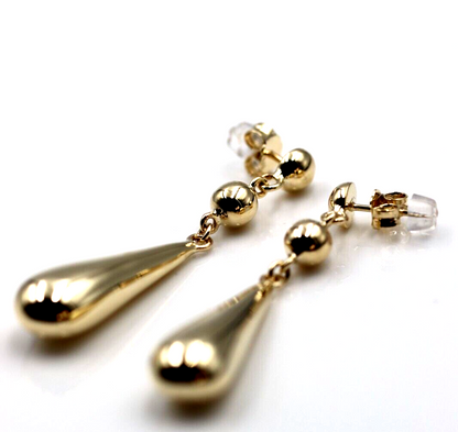 Genuine 9ct 9k 375 Yellow, Rose or White Gold Teardrop Tear Drop Double Ball Stud Earrings