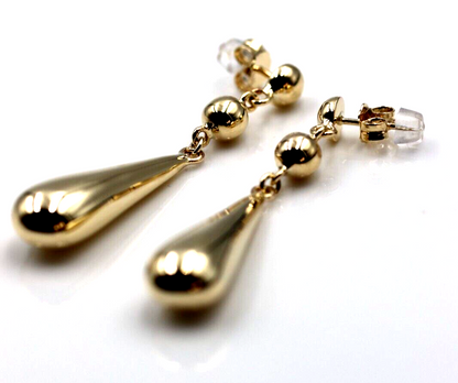 Genuine 9ct 9k 375 Yellow, Rose or White Gold Teardrop Tear Drop Double Ball Stud Earrings
