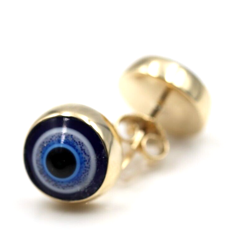 Genuine 9ct 9K Solid Yellow, Rose or White Gold 12mm Evil Eye Stud Ball Earrings