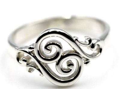 Kaedesigns Sterling Silver 925 Full Solid Filigree Swirl Ring - Choose your size