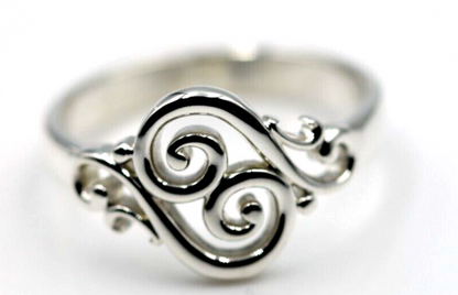 Kaedesigns Sterling Silver 925 Full Solid Filigree Swirl Ring - Choose your size