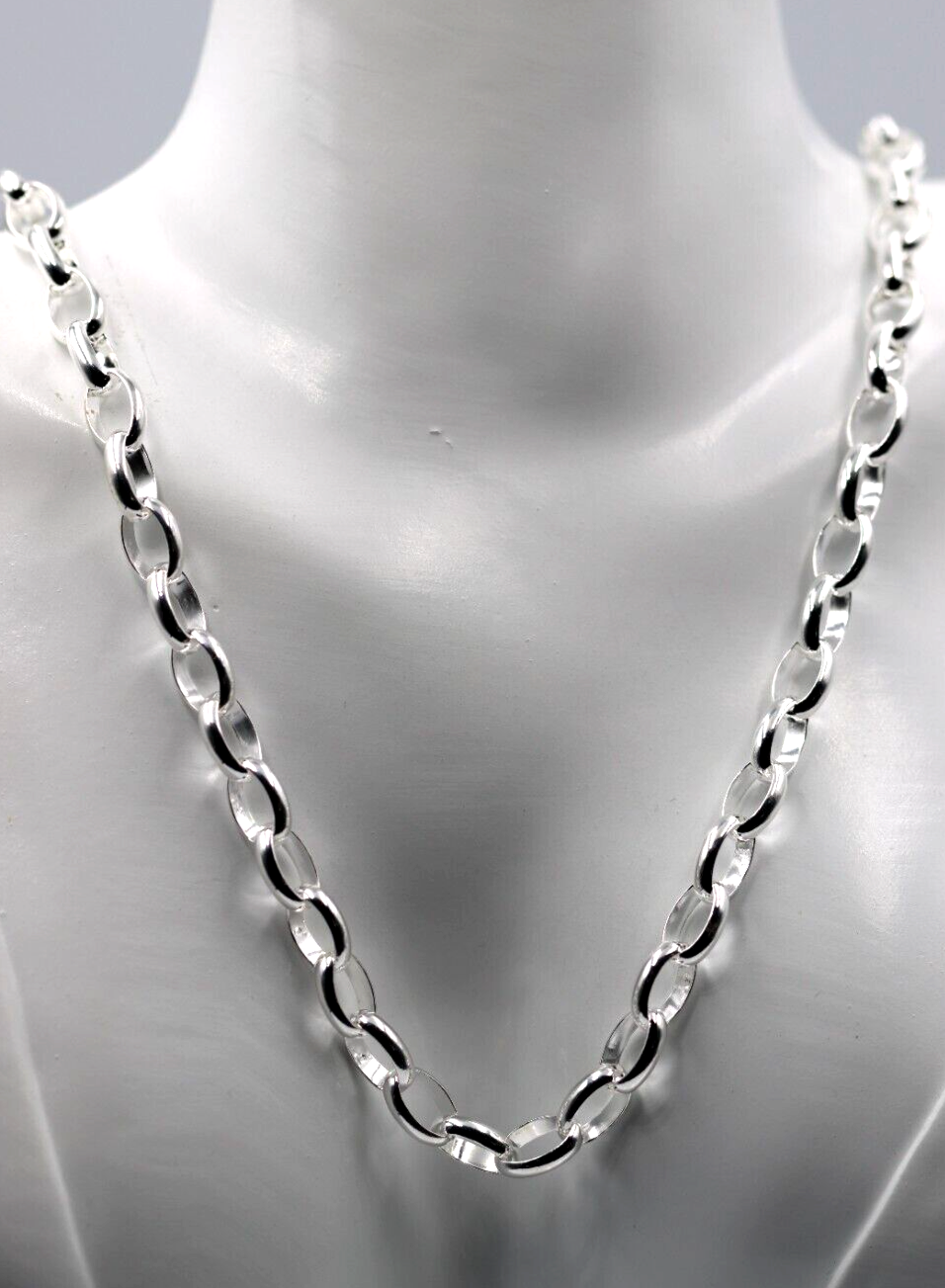 Genuine Sterling Silver 925 50cm Heavy Oval Belcher Link Chain Necklace
