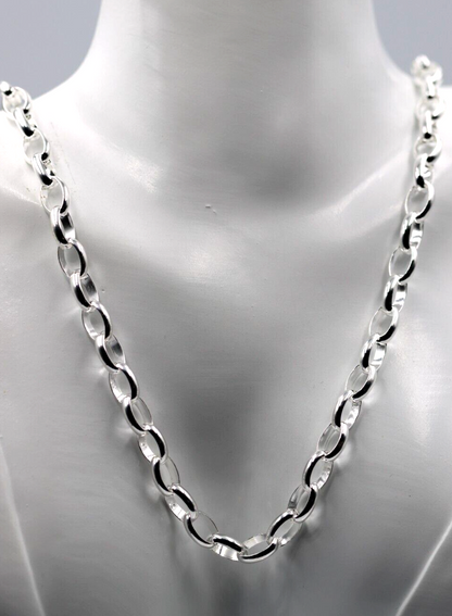 Genuine Sterling Silver 925 50cm Heavy Oval Belcher Link Chain Necklace