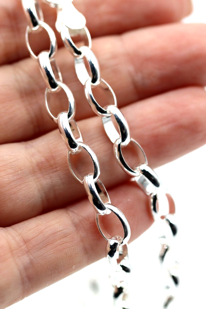 Genuine Sterling Silver 925 50cm Heavy Oval Belcher Link Chain Necklace