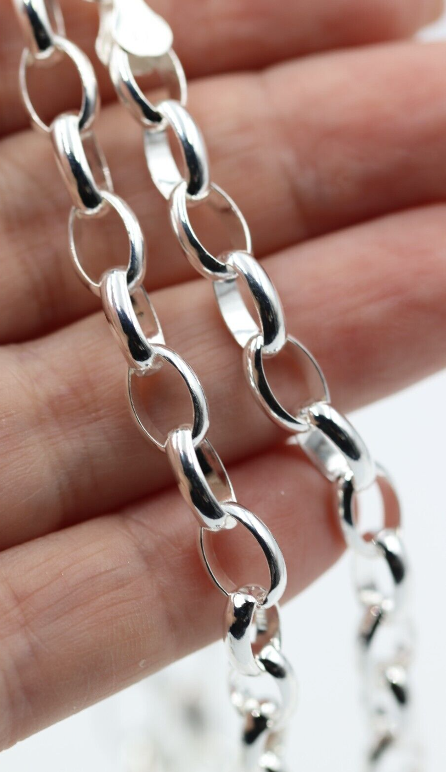 Genuine Sterling Silver 925 50cm Heavy Oval Belcher Link Chain Necklace