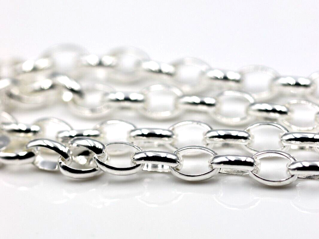 Genuine Sterling Silver 925 50cm Heavy Oval Belcher Link Chain Necklace