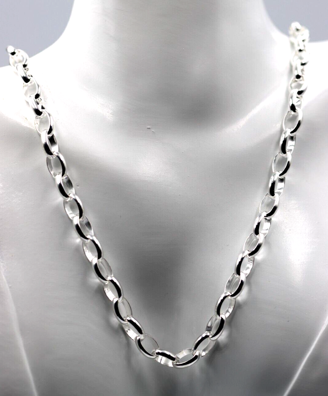 Genuine Sterling Silver 925 50cm Heavy Oval Belcher Link Chain Necklace