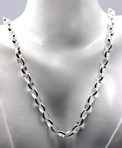 Genuine Sterling Silver 925 50cm Heavy Oval Belcher Link Chain Necklace