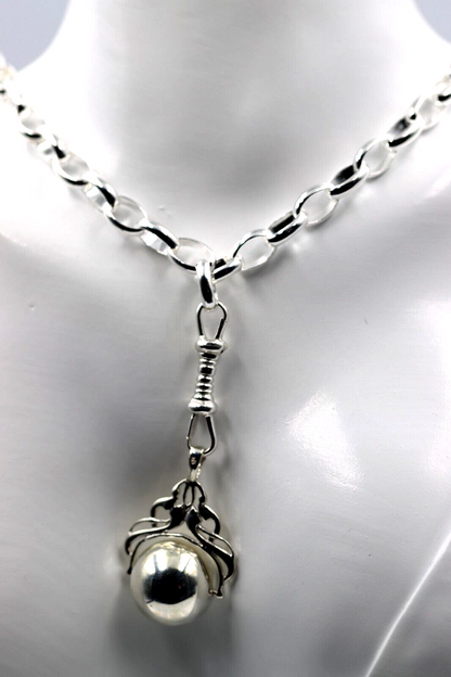 Sterling Silver 925 Heavy Oval Belcher Chain Necklace + Pendant