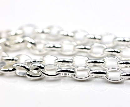 Sterling Silver 925 Heavy Oval Belcher Chain Necklace + Pendant