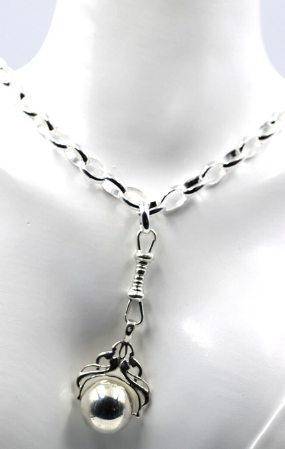 Sterling Silver 925 Heavy Oval Belcher Chain Necklace + Pendant
