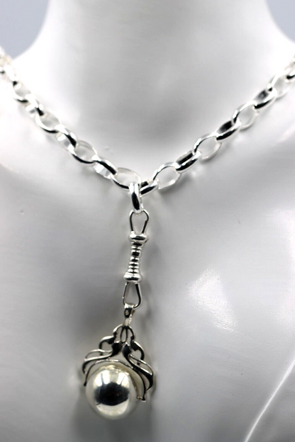 Sterling Silver 925 Heavy Oval Belcher Chain Necklace + Pendant