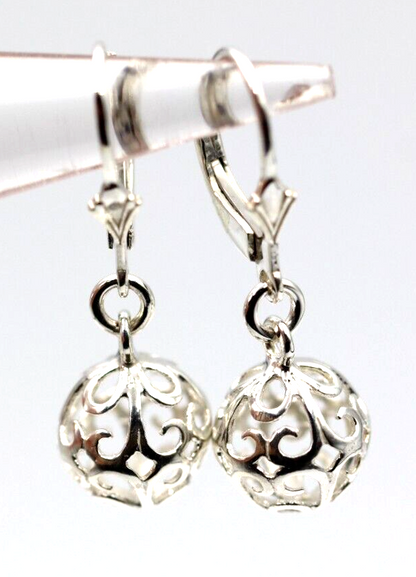Genuine Sterling Silver 925 Ball Earrings 10mm Continental Clip Earrings