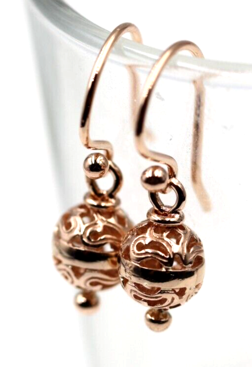 Genuine Heavy 9ct 9k 375 Yellow, Rose Or White Gold 8mm Euro Ball Drop Filigree Earrings