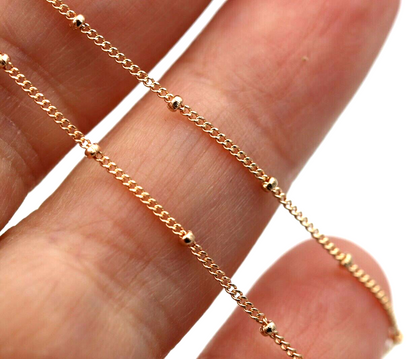 Genuine 9ct Yellow, Rose or White White Gold Diamond Cut Curb ball Necklace Chain 42cm