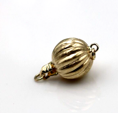 Genuine 9ct 9k Yellow gold 10mm Corrugated frosted ball Pearl Clasp