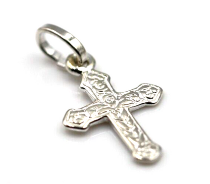 Genuine Small Sterling Silver 375 Delicate Fancy Cross Pendant