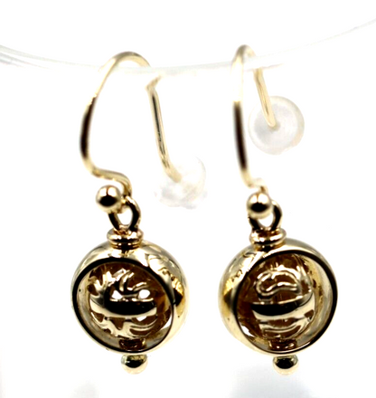 Kaedesigns 9ct 9k 375 yellow, Rose or White Gold Spinning Filigree Belcher Ball Earrings