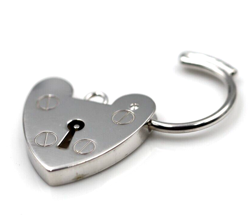 Medium 13mm Sterling Silver 925 Screw Heart Pendant Padlock