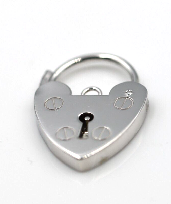 Medium 13mm Sterling Silver 925 Screw Heart Pendant Padlock