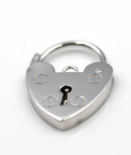 Medium 13mm Sterling Silver 925 Screw Heart Pendant Padlock