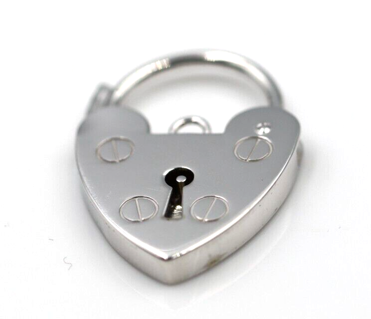 Medium 13mm Sterling Silver 925 Screw Heart Pendant Padlock