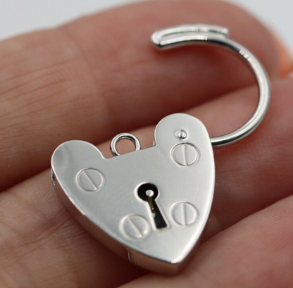Medium 13mm Sterling Silver 925 Screw Heart Pendant Padlock