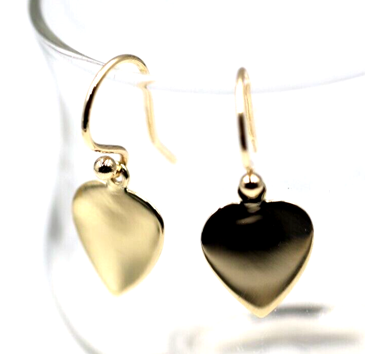 Genuine 9ct 9k 375 Yellow, Rose or White Gold Hook Disc Dangle Heart Earrings
