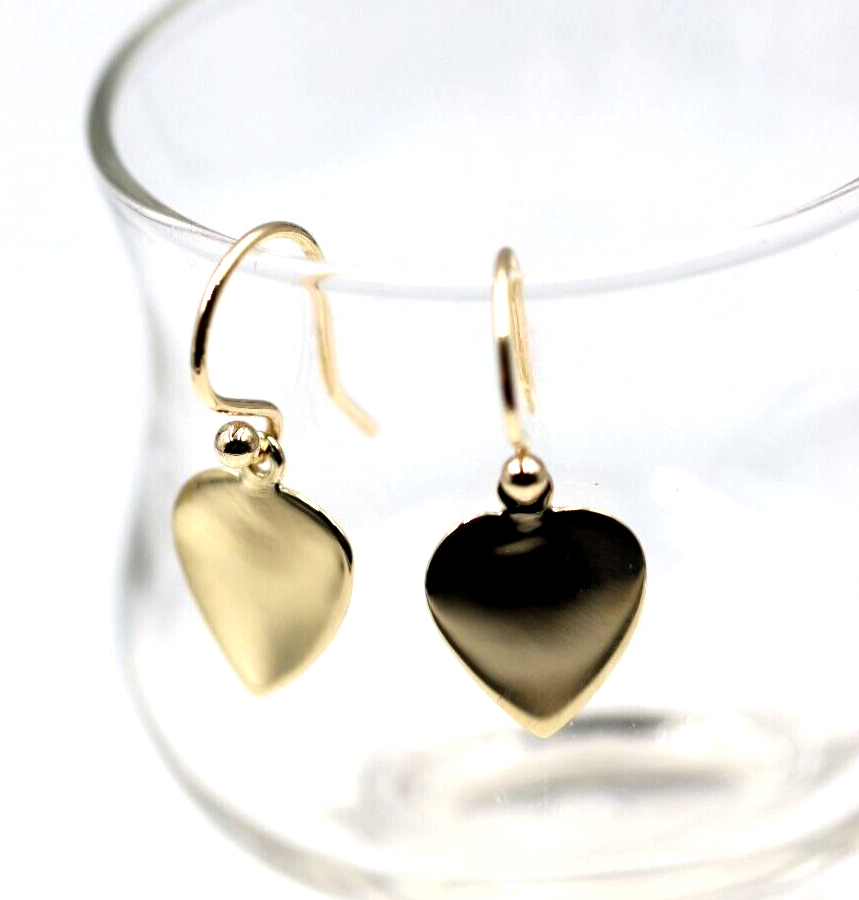 Genuine 9ct 9k 375 Yellow, Rose or White Gold Hook Disc Dangle Heart Earrings