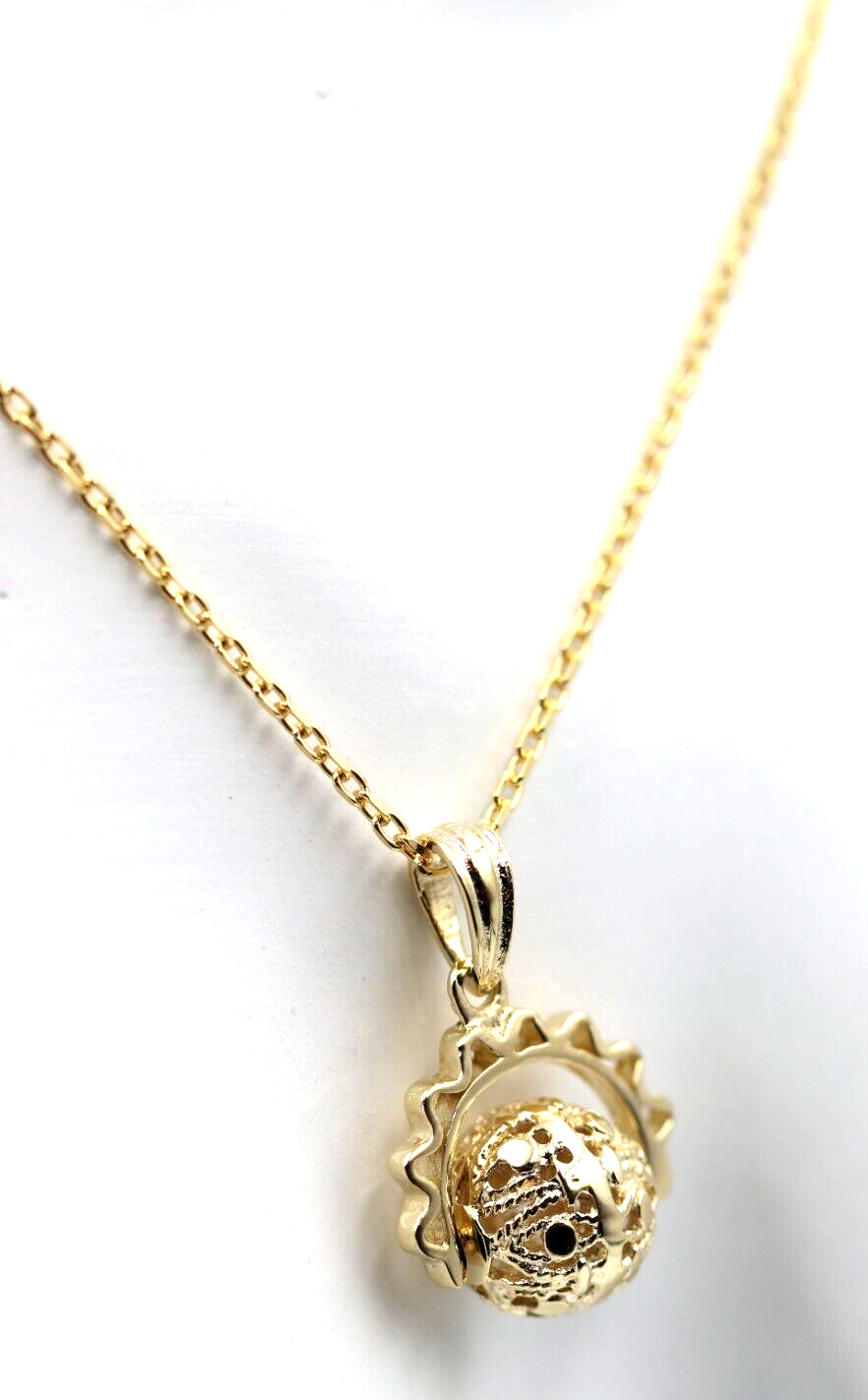 Genuine 9ct 9k 375 Yellow Gold 45cm Cable Necklace Chain + Spinner Pendant