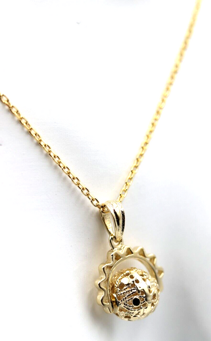 Genuine 9ct 9k 375 Yellow Gold 45cm Cable Necklace Chain + Spinner Pendant