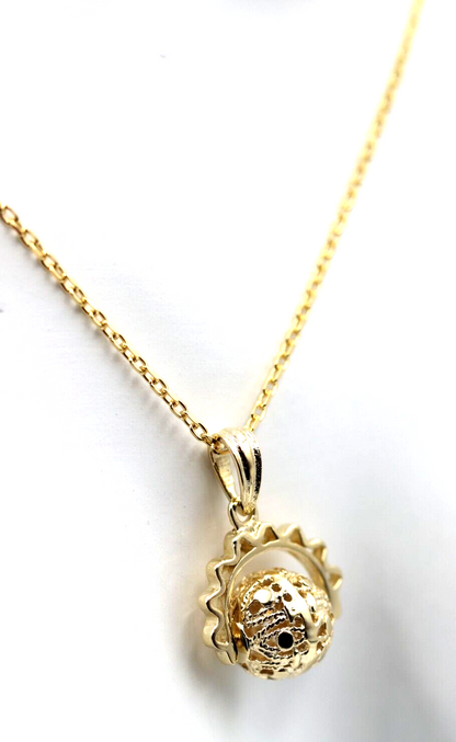 Genuine 9ct 9k 375 Yellow Gold 45cm Cable Necklace Chain + Spinner Pendant