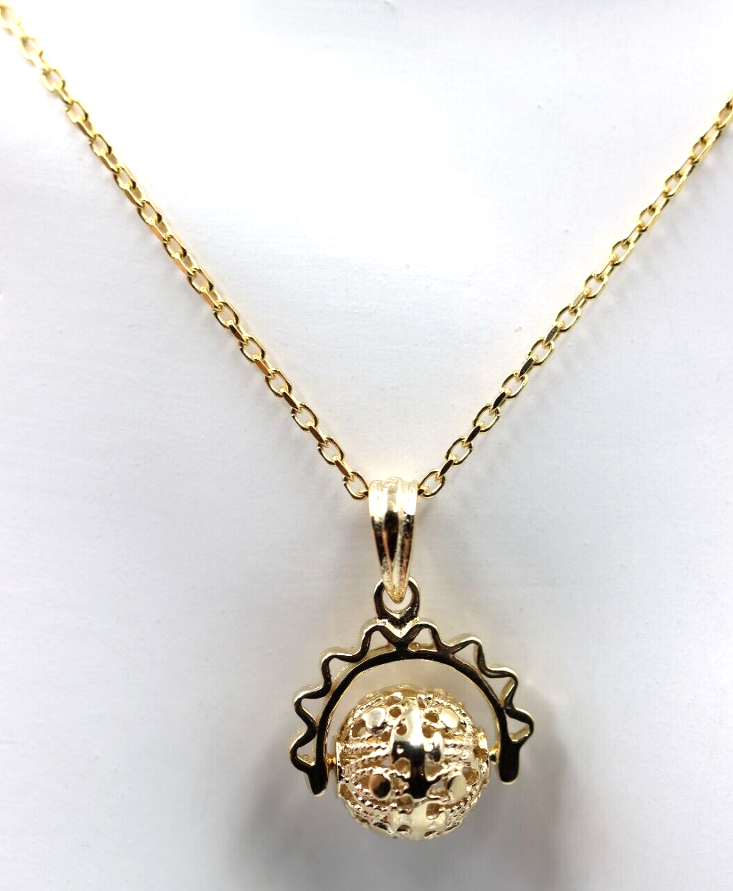 Genuine 9ct 9k 375 Yellow Gold 45cm Cable Necklace Chain + Spinner Pendant