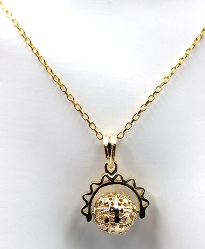 Genuine 9ct 9k 375 Yellow Gold 45cm Cable Necklace Chain + Spinner Pendant