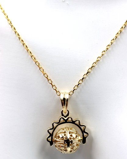 Genuine 9ct 9k 375 Yellow Gold 45cm Cable Necklace Chain + Spinner Pendant