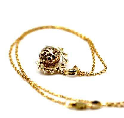 Genuine 9ct 9k 375 Yellow Gold 45cm Cable Necklace Chain + Spinner Pendant